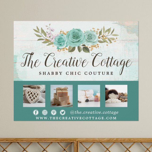 Shabby Chic Floral Rustic Wood Marketing Promo Poster (Creator Uploaded)