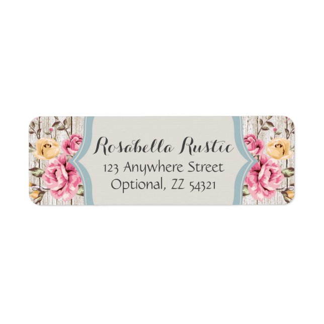 Shabby Chic Floral Rustic Wood Return Address (Front)