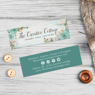 Shabby Chic Floral Rustic Wood Social Media Icons Mini Business Card