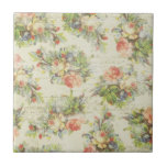 Shabby Chic Floral Tile<br><div class="desc">Delicate floral sprays and greenery on a softly distressed linen background with vintage text.</div>