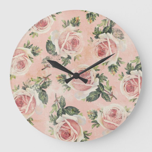 Shabby Chic Floral Wall Clock (Front)