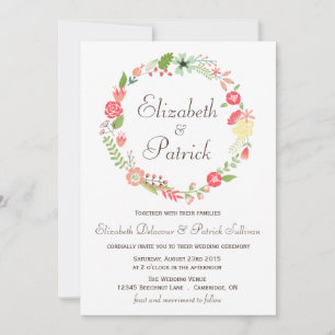 Shabby Chic Floral Wreath Wedding Invitation