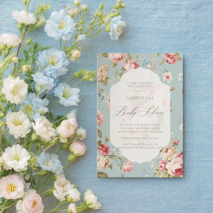 Shabby Chic florals Baby Shower Invitation