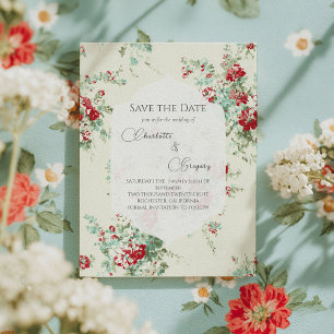 Shabby chic florals Save the date Announcement Postcard