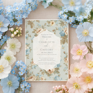 Shabby Chic florals wedding Invitation