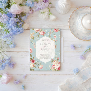 Shabby Chic florals wedding Invitation