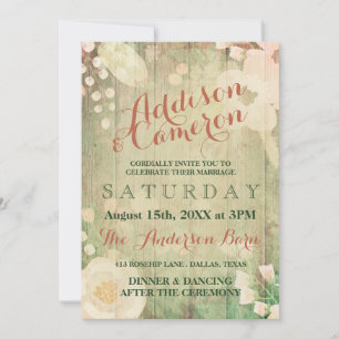 Shabby Chic Florals   Wedding Invitation