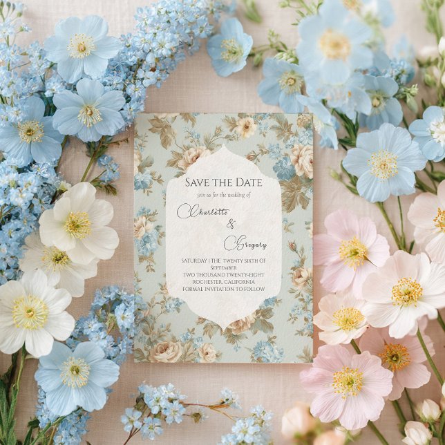 Shabby Chic florals wedding Save the Date Announcement Postcard (Creator Uploaded)