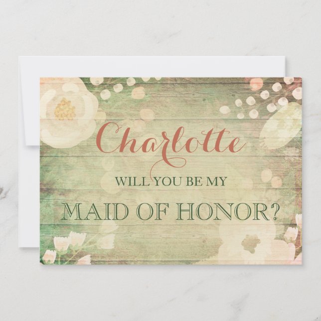 Shabby Chic Florals | Will You Be My Maid of Honou Invitation (Front)