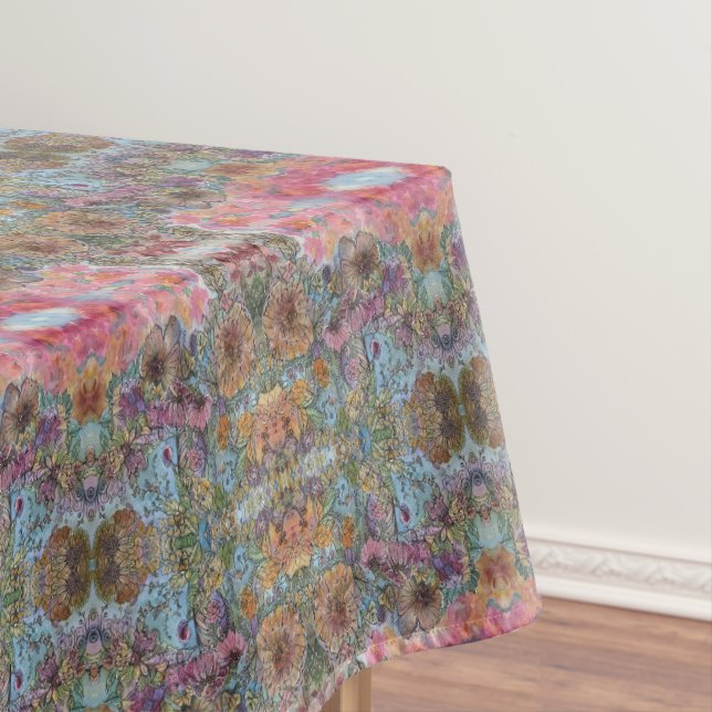 Shabby Chic Flower Garden Watercolor Painting  Tablecloth (In Situ)