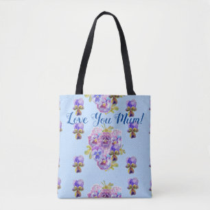 Shabby Chic Flowers Floral Love You Mum Tote Bag