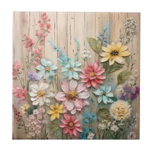 Shabby Chic Flowers Tile