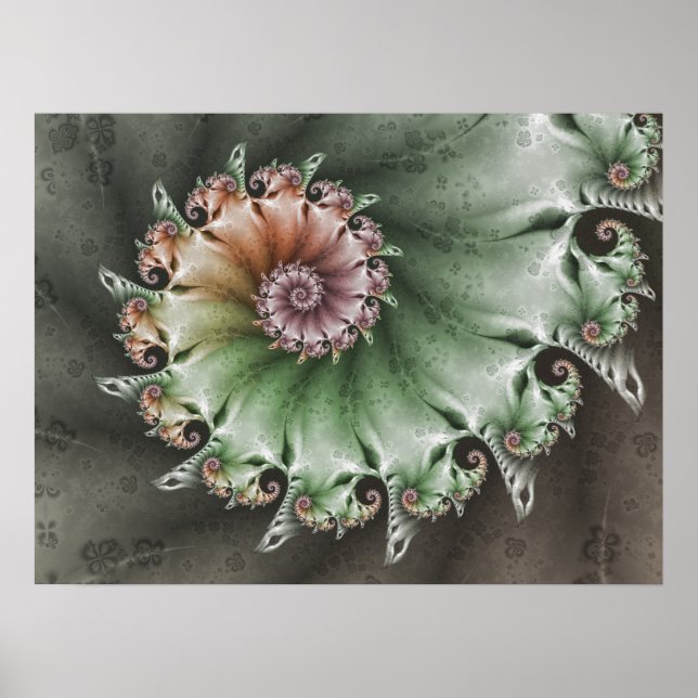 Shabby Chic Fractal Pattern Poster (Front)