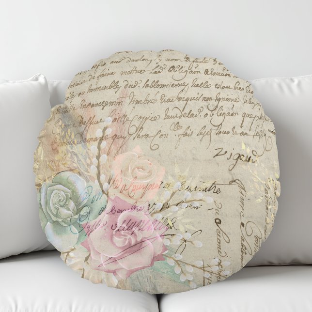 Shabby Chic French Country Floral Round Cushion (Creator Uploaded)
