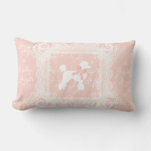 Shabby Chic French Poodle Vintage Lace Lumbar Cushion