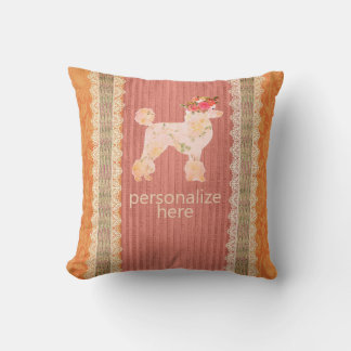 Shabby Chic French Poodle Vintage Look Cushion
