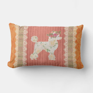 Shabby Chic French Poodle Vintage Look Lumbar Cushion