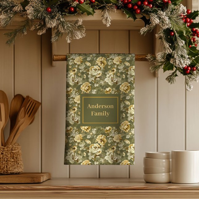 Shabby Chic Gift Personalised Gold Floral Towel  (Shabby Chic Gift Personalized Gold Floral Towel )