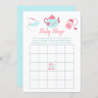 Shabby-Chic Girl Baby Shower Tea Party Bingo