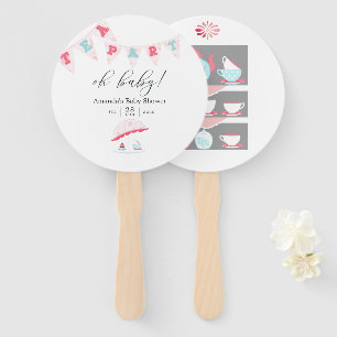 Shabby-Chic Girl Baby Shower Tea Party Hand Fan