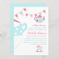 Shabby-Chic Girl Baby Shower Tea Party Invitation