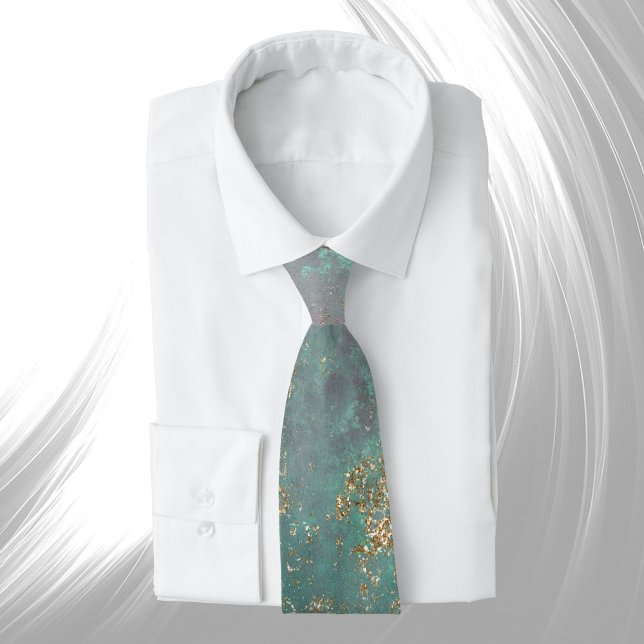 Shabby Chic Green Gold Graphic Tie (Creator Uploaded)