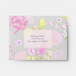 Shabby Chic Grey & Pink Floral Envelopes