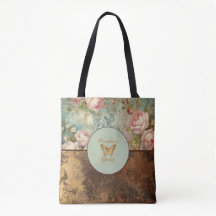 Shabby chic grunge style floral bag