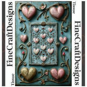 Shabby Chic Hearts + Vines Decoupage Left 158 Tissue Paper