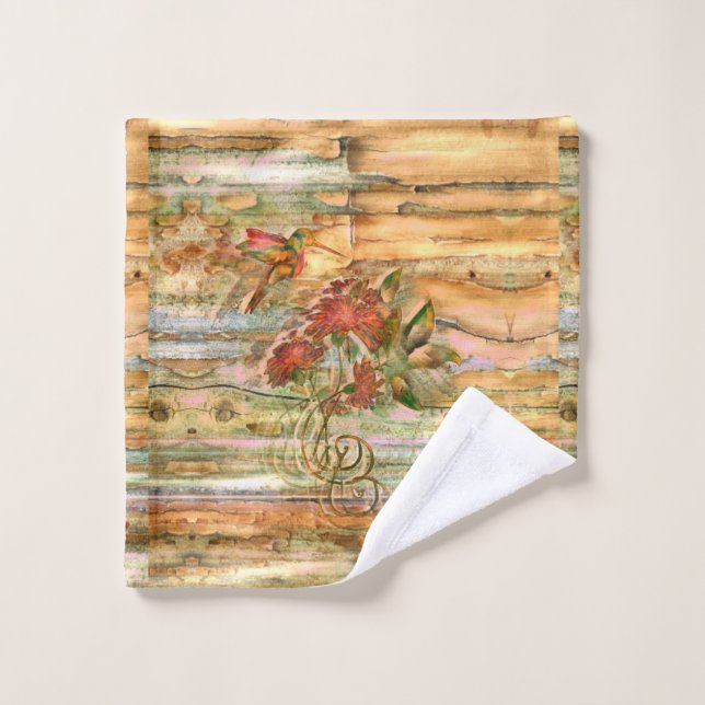 Shabby Chic Hummingbird Flight Bath Towel Set (Wash Cloth)