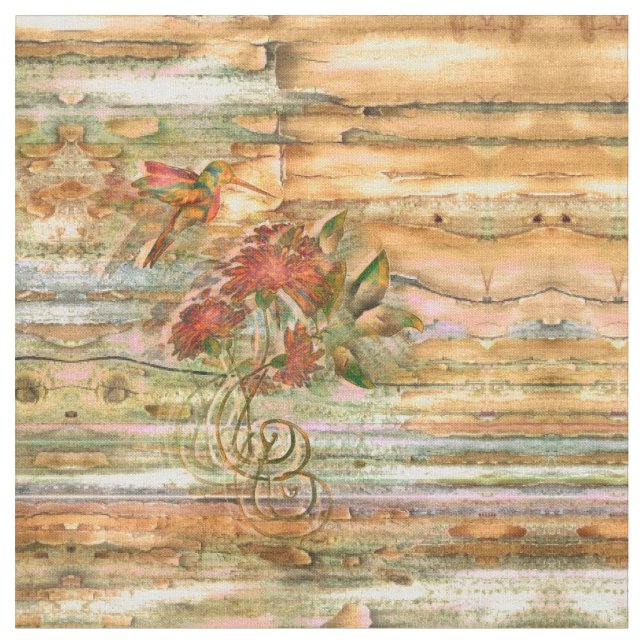 Shabby Chic Hummingbird Flight Fabric (Close Up)