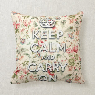 Shabby chic keep calm and carry on cushion