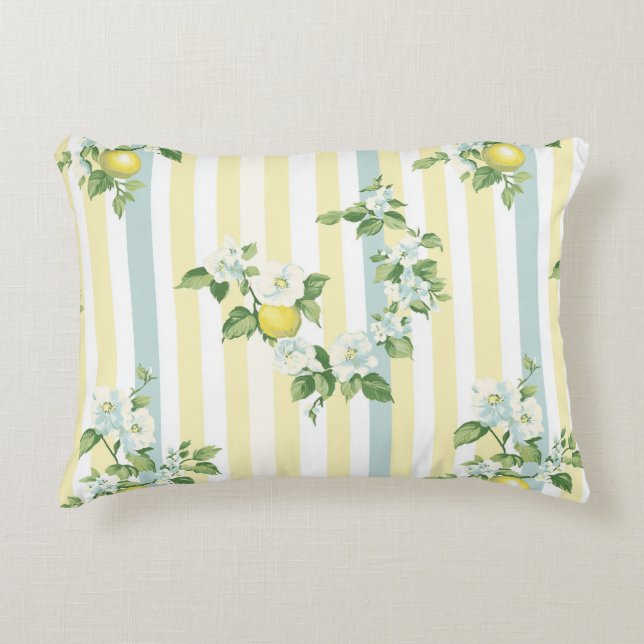 Shabby Chic Lemon Floral Series Design #11 Decorative Cushion (Front)