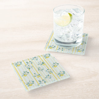 Shabby Chic Lemon Floral Series Design #12 Glass Coaster