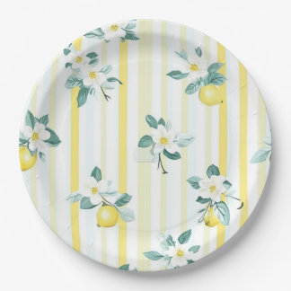 Shabby Chic Lemon Floral Series Design #12 Paper Plate