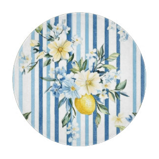 Shabby Chic Lemon Floral Series Design #1 Cutting Board