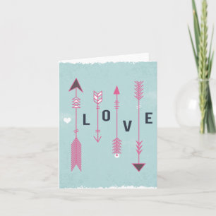 Shabby Chic Love Arrows Blue And Pink Note card