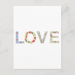 Shabby Chic Love Typography - white Postcard