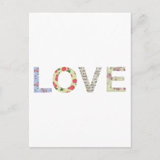 Shabby Chic Love Typography - white Postcard
