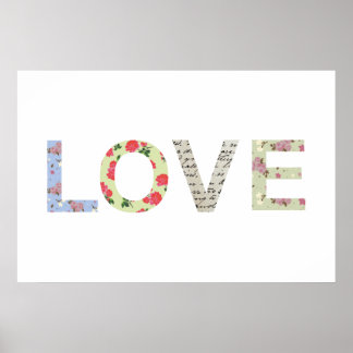 Shabby Chic Love Typography - white Poster