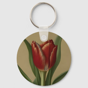Shabby Chic Lovely Red Tulip Key Ring