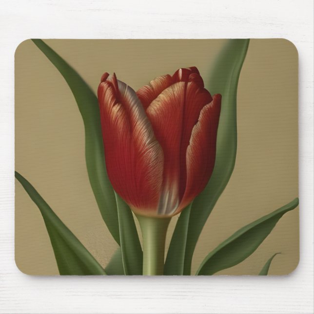 Shabby Chic Lovely  Red Tulip  Mouse Pad (Front)