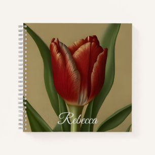 Shabby Chic Lovely Red Tulip Notebook