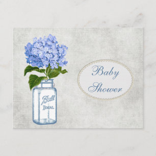 Shabby Chic Mason Jar & Hydrangea Baby Shower Invitation