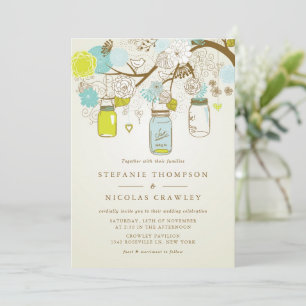 SHABBY CHIC MASON JARS SPRING WEDDING INVITATION