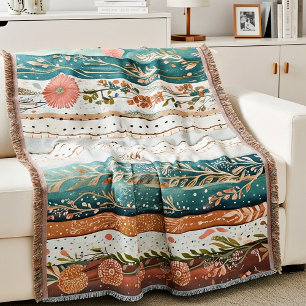 Shabby chic mixed patterns throw blanket