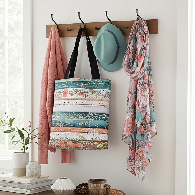 Shabby chic mixed patterns tote bag (Creator Uploaded)