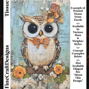 Shabby Chic Owl, Bow Tie, Floral DJ4R Decoupage Tissue Paper