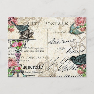 Shabby Chic Paris Bluebird Postcard