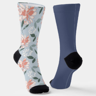 Shabby Chic Pastel Blue Floral Odd Mismatch Socks